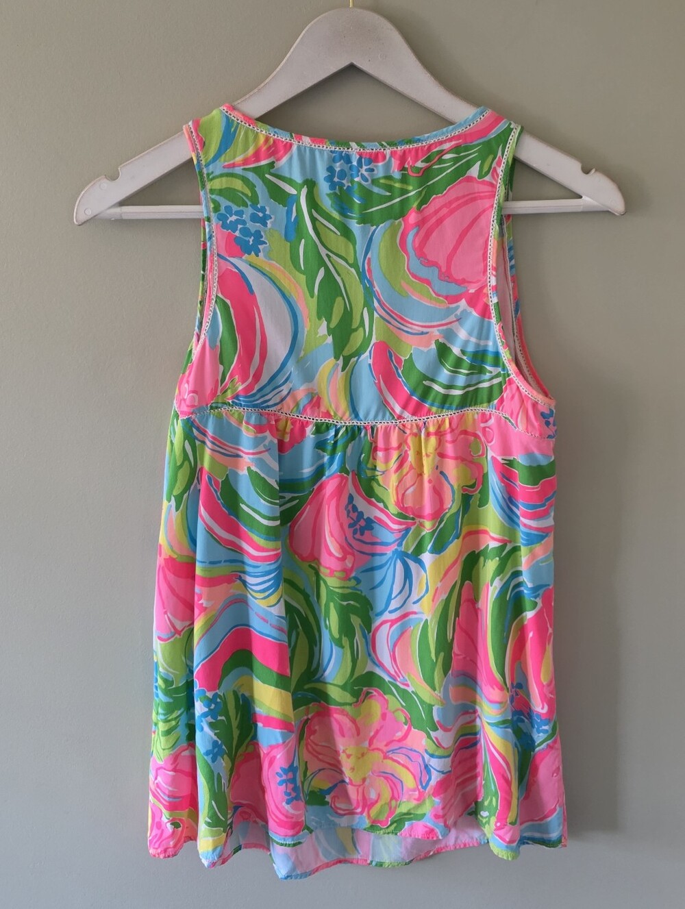 Lilly Pulitzer XS Tropical Neon Multicolor Summer So A Peeling Babydoll Top - Picture 10 of 14